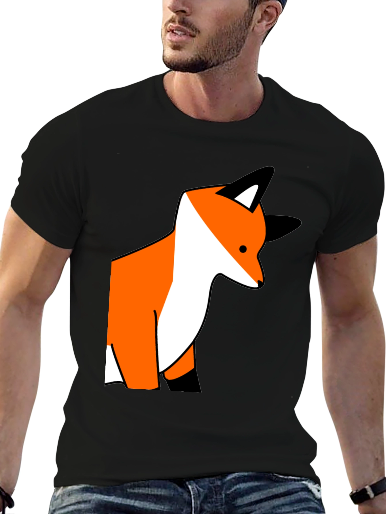 Fox Graphic Print Black T-Shirt