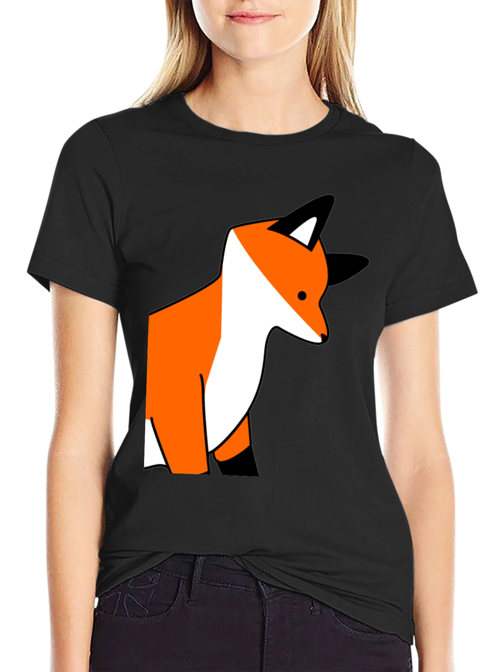 Fox Graphic Print Black T-Shirt