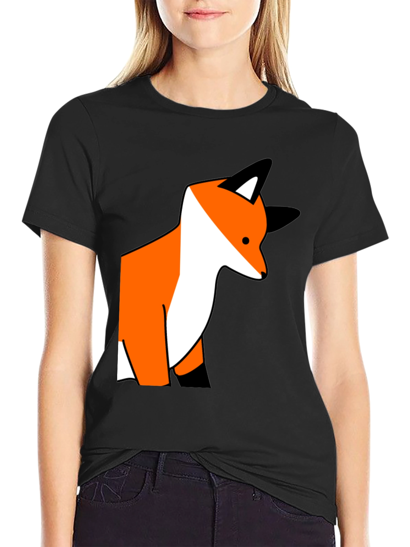 Fox Graphic Print Black T-Shirt