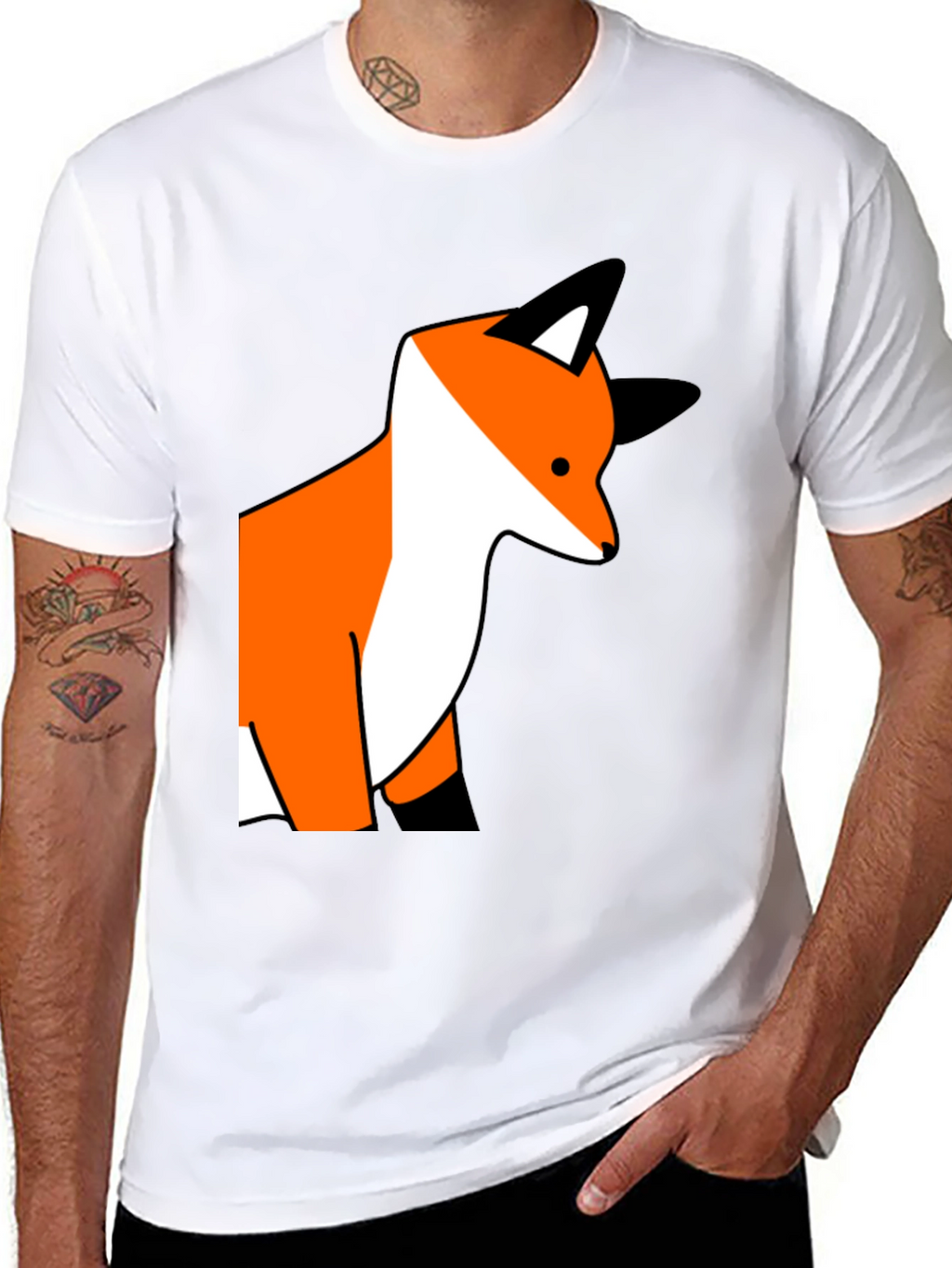 Fox Graphic Print Black T-Shirt