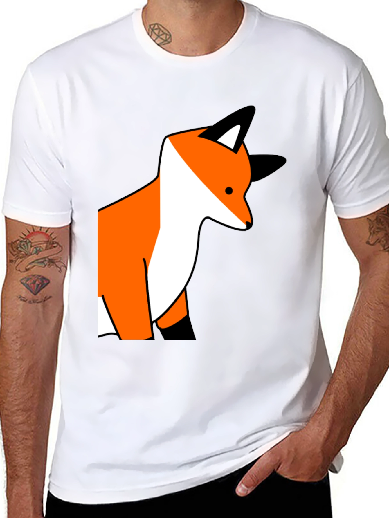 Fox Graphic Print Black T-Shirt
