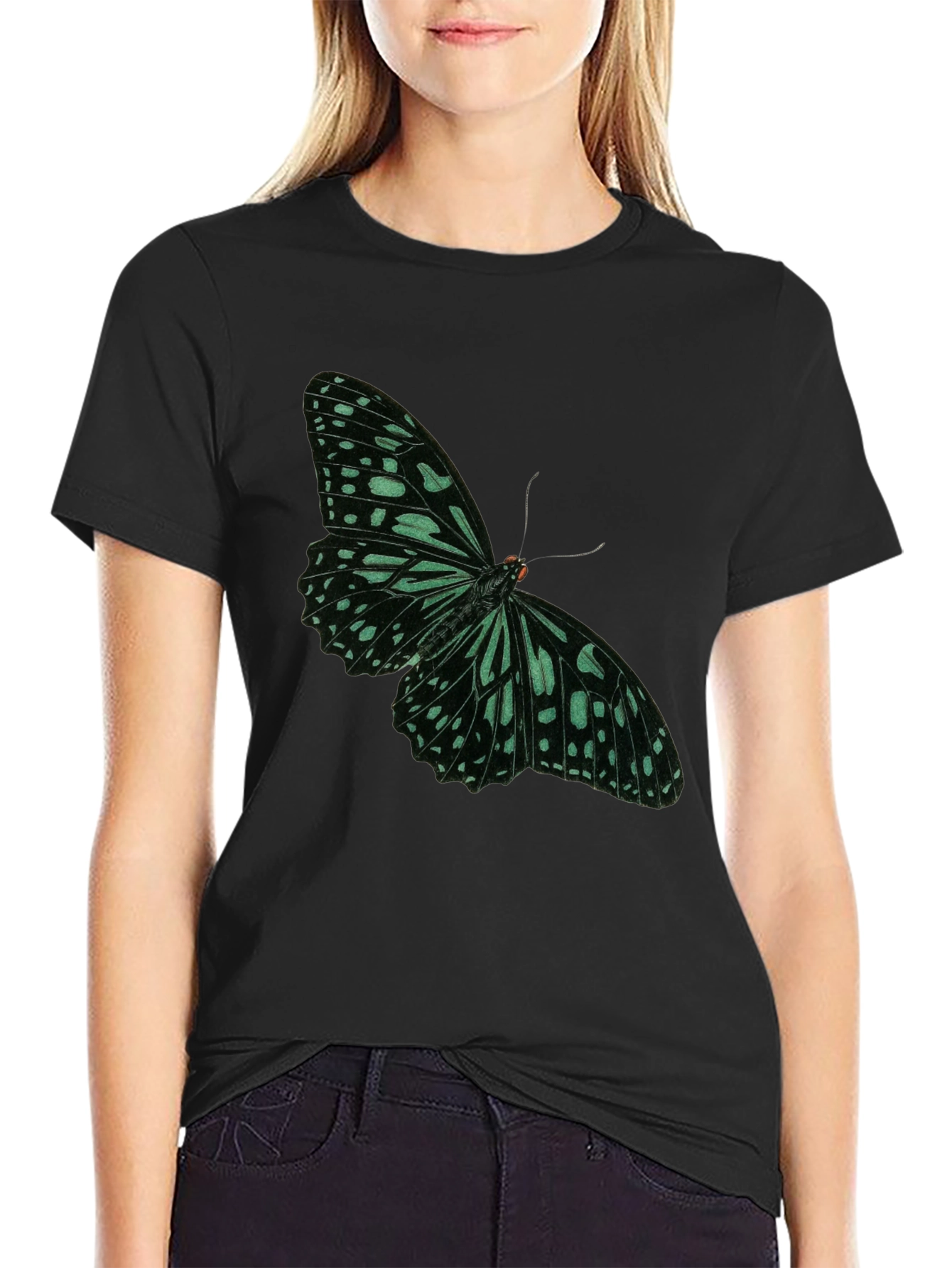 Butterfly Graphic Tee - Black Cotton Blend