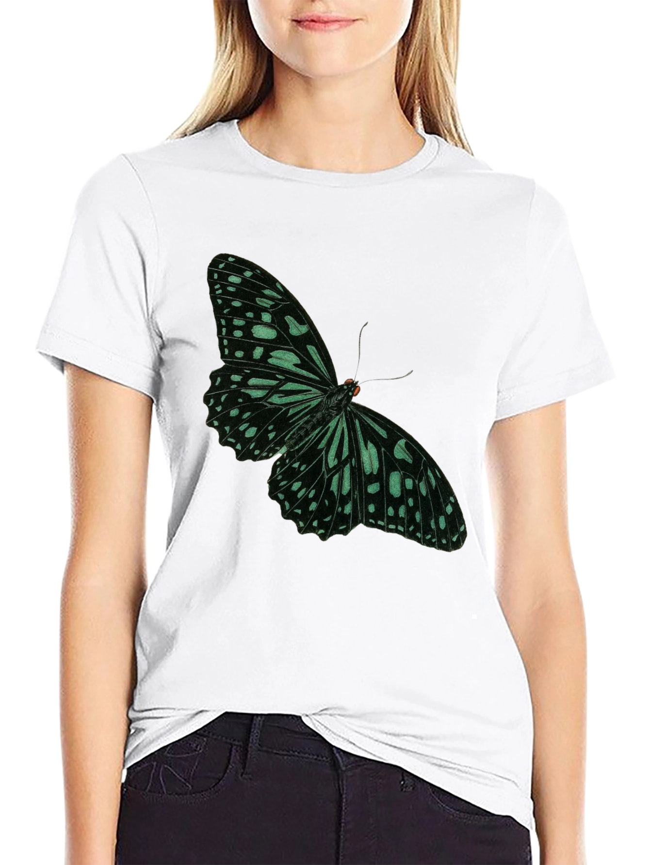 Butterfly Graphic Tee - Black Cotton Blend