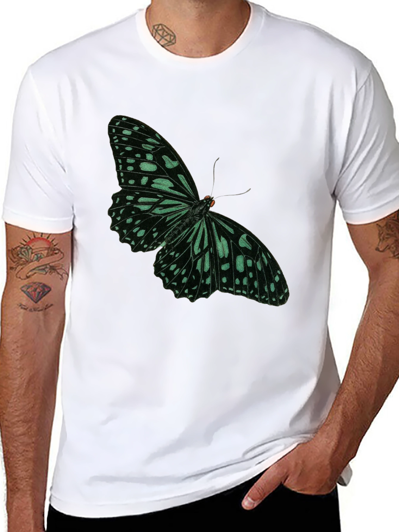 Butterfly Graphic Tee - Black Cotton Blend