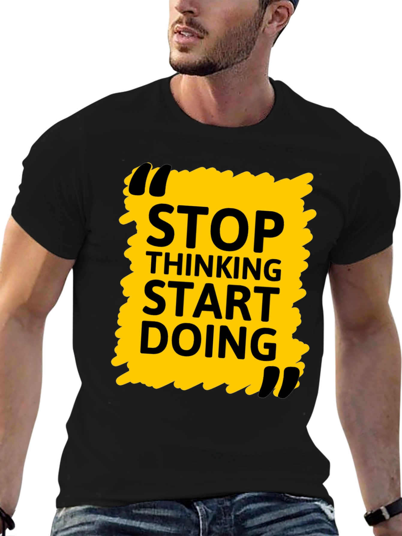 Stop Thinking Start Doing Black Graphic Tee