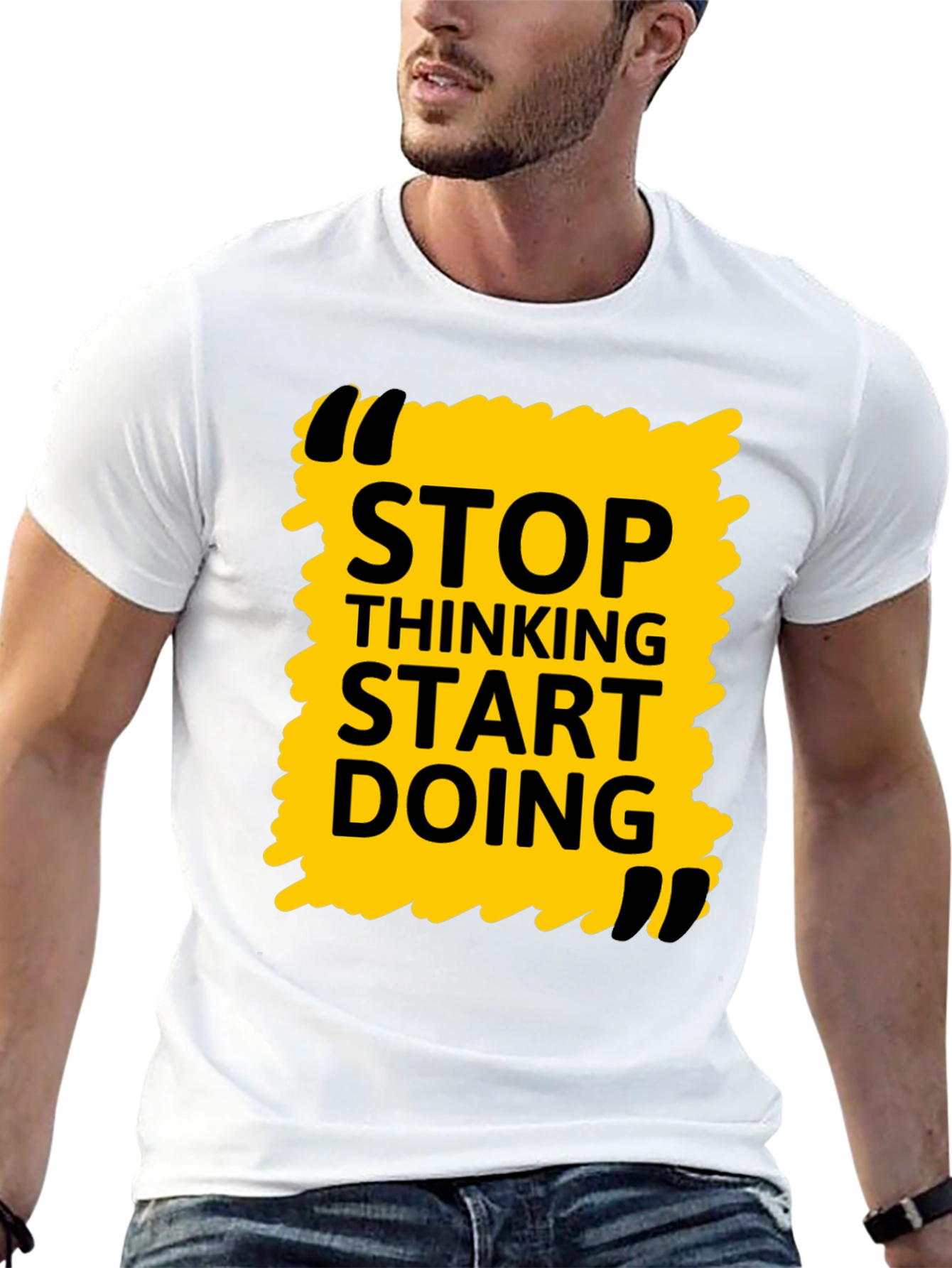 Stop Thinking Start Doing Black Graphic Tee