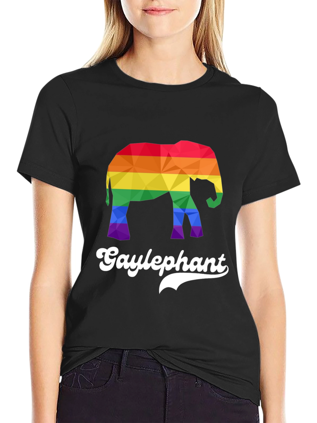 Gay Elephant Pride T-Shirt Rainbow Geometric Design