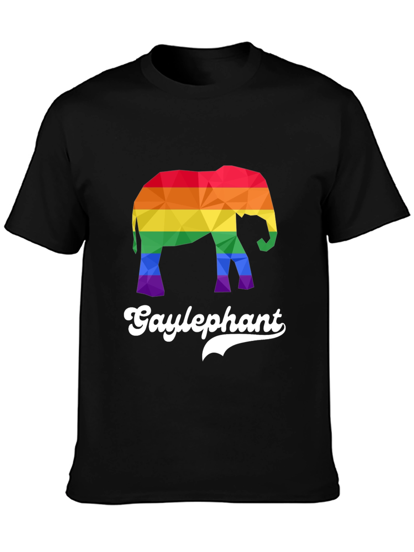 Gay Elephant Pride T-Shirt Rainbow Geometric Design