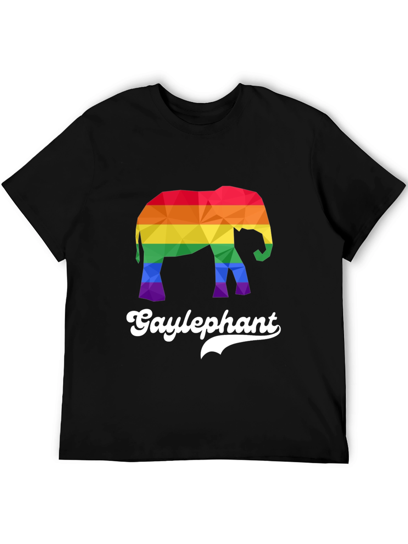 Gay Elephant Pride T-Shirt Rainbow Geometric Design