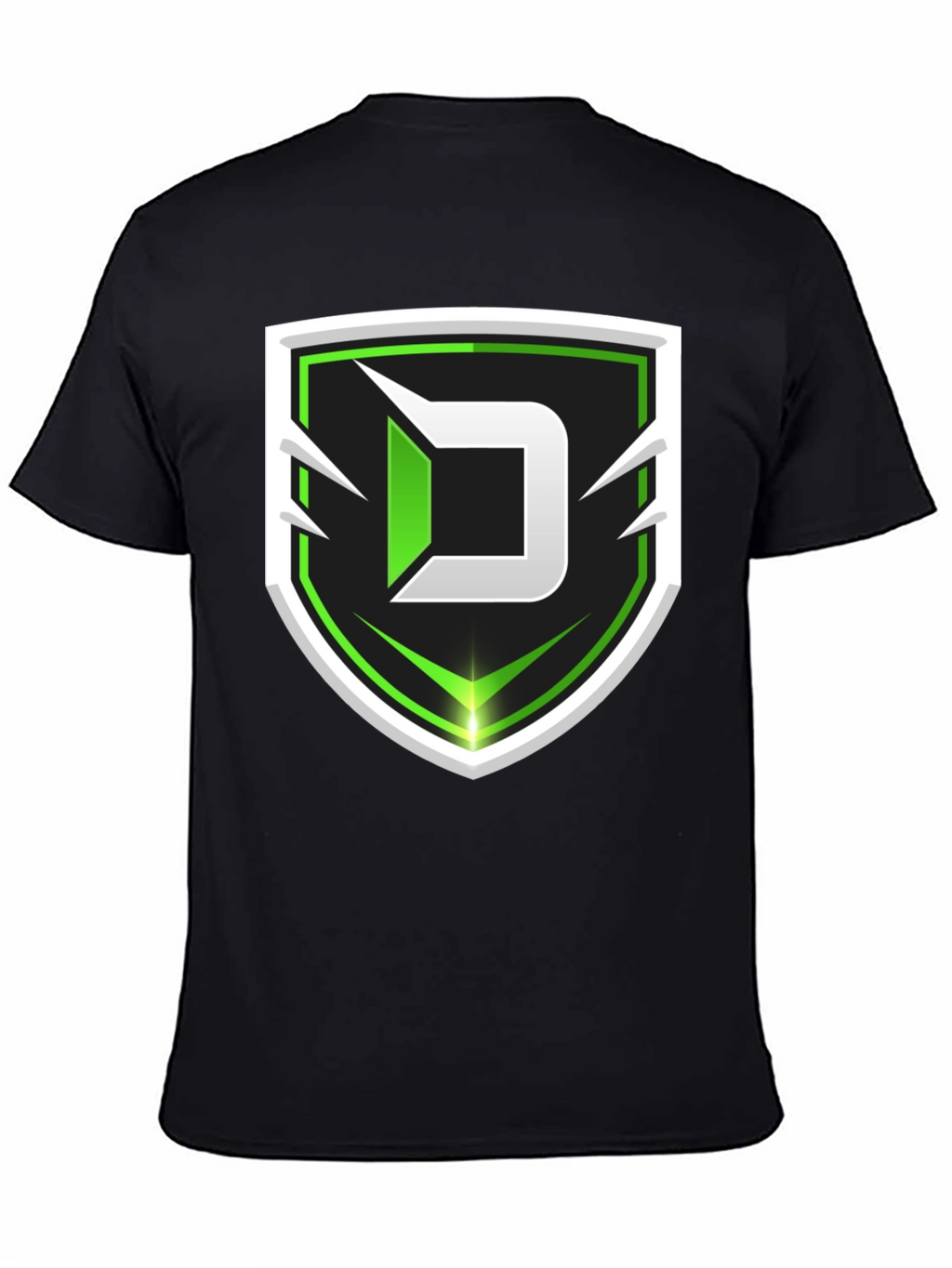 Black Tee with Green D Shield Logo