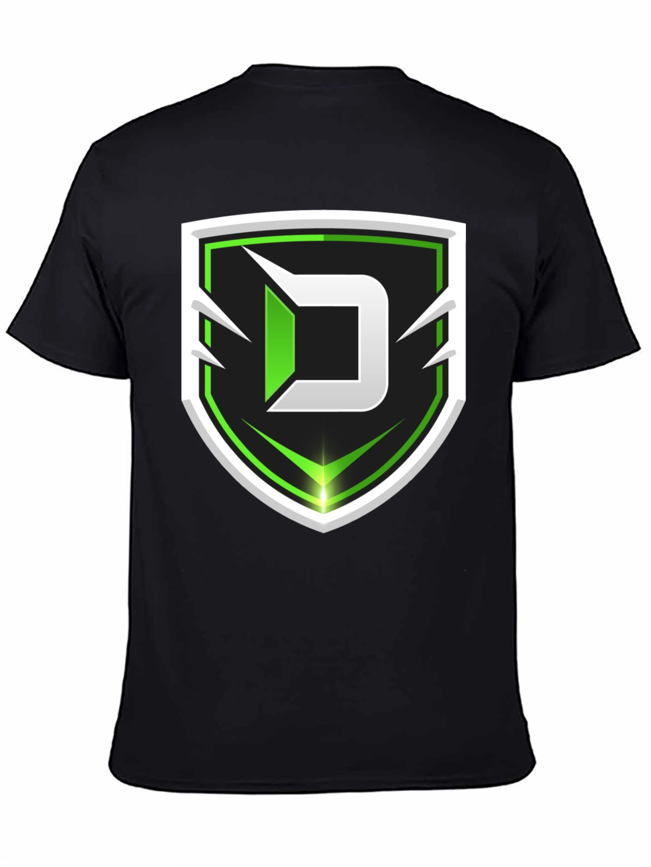 Black Tee with Green D Shield Logo