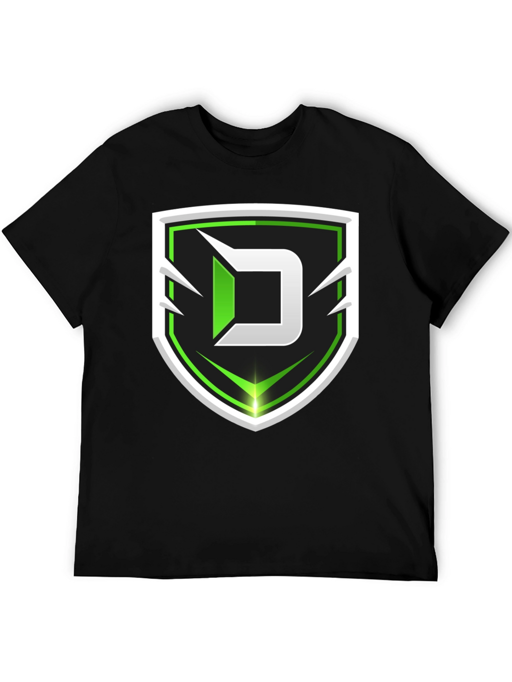 Black Tee with Green D Shield Logo