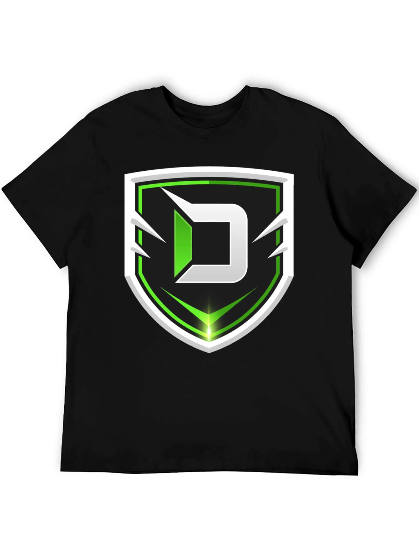 Black Tee with Green D Shield Logo