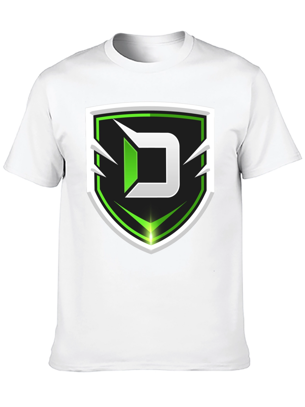 Black Tee with Green D Shield Logo
