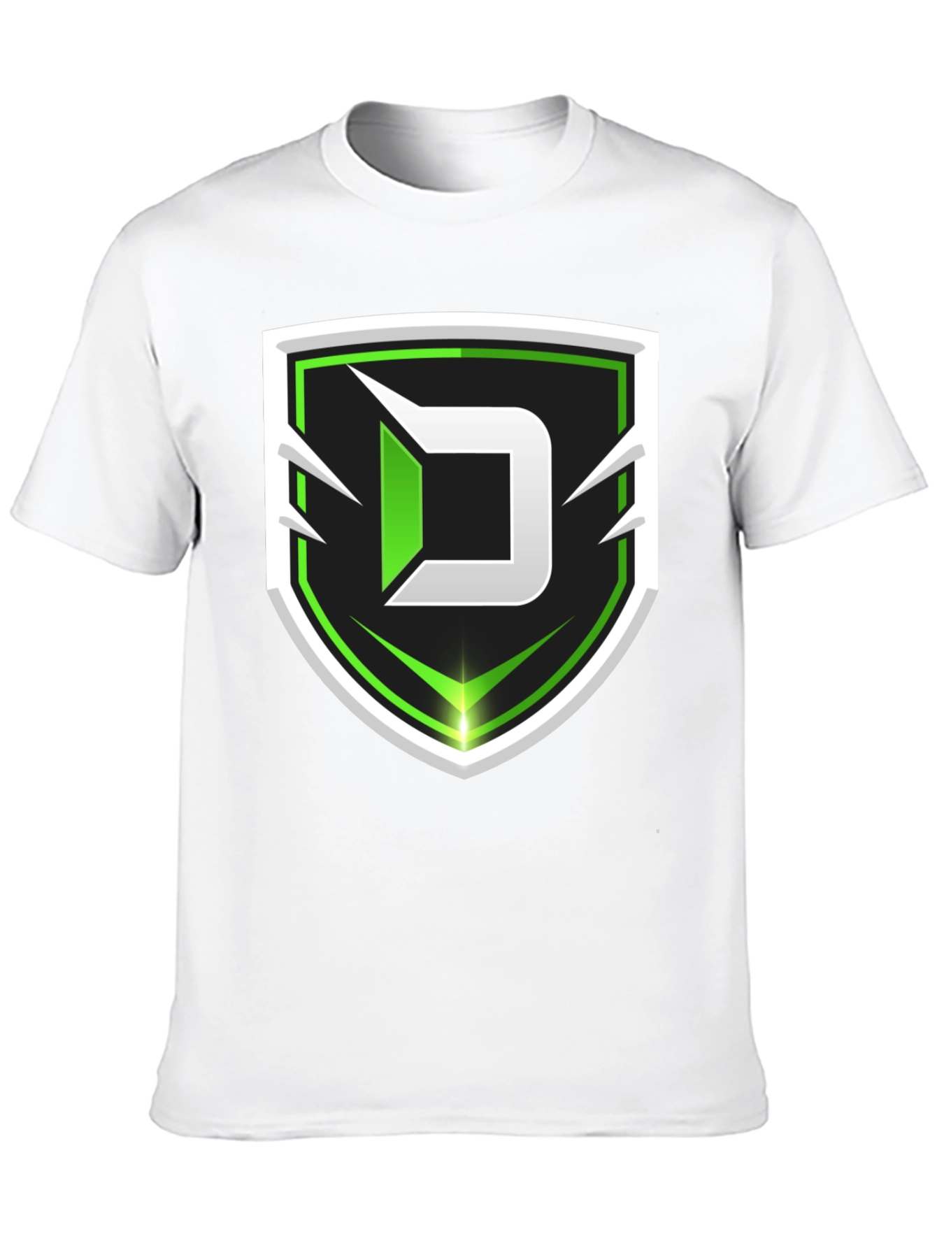 Black Tee with Green D Shield Logo
