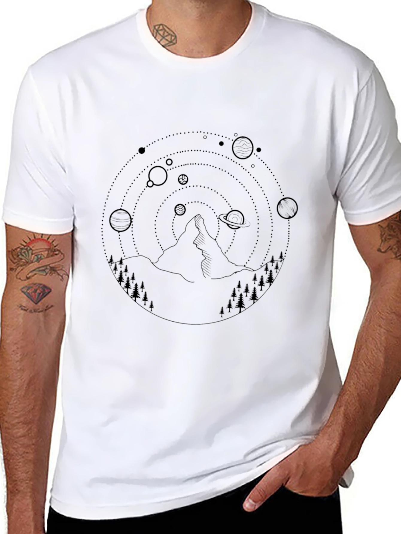 Cosmic Mountain T-Shirt - Black Graphic Tee