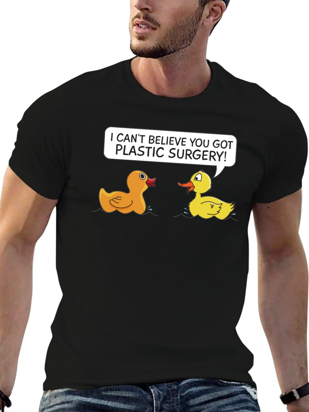 Funny Plastic Surgery Duck Cartoon Graphic T-Shirt
