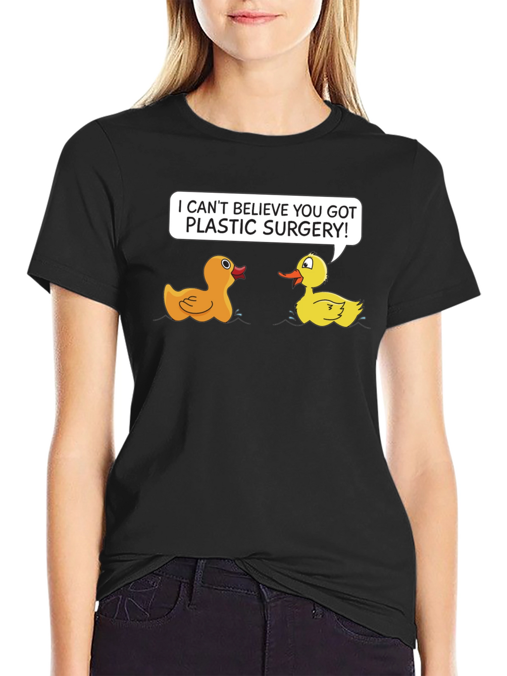 Funny Plastic Surgery Duck Cartoon Graphic T-Shirt