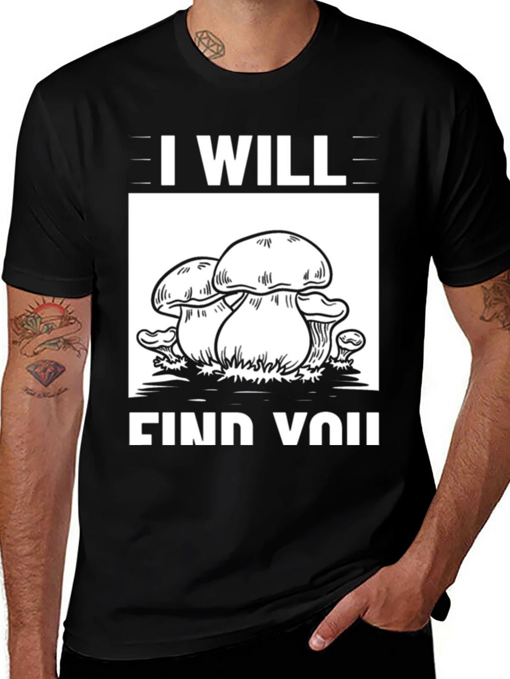 I Will Find You Mushroom Graphic Tee - Black