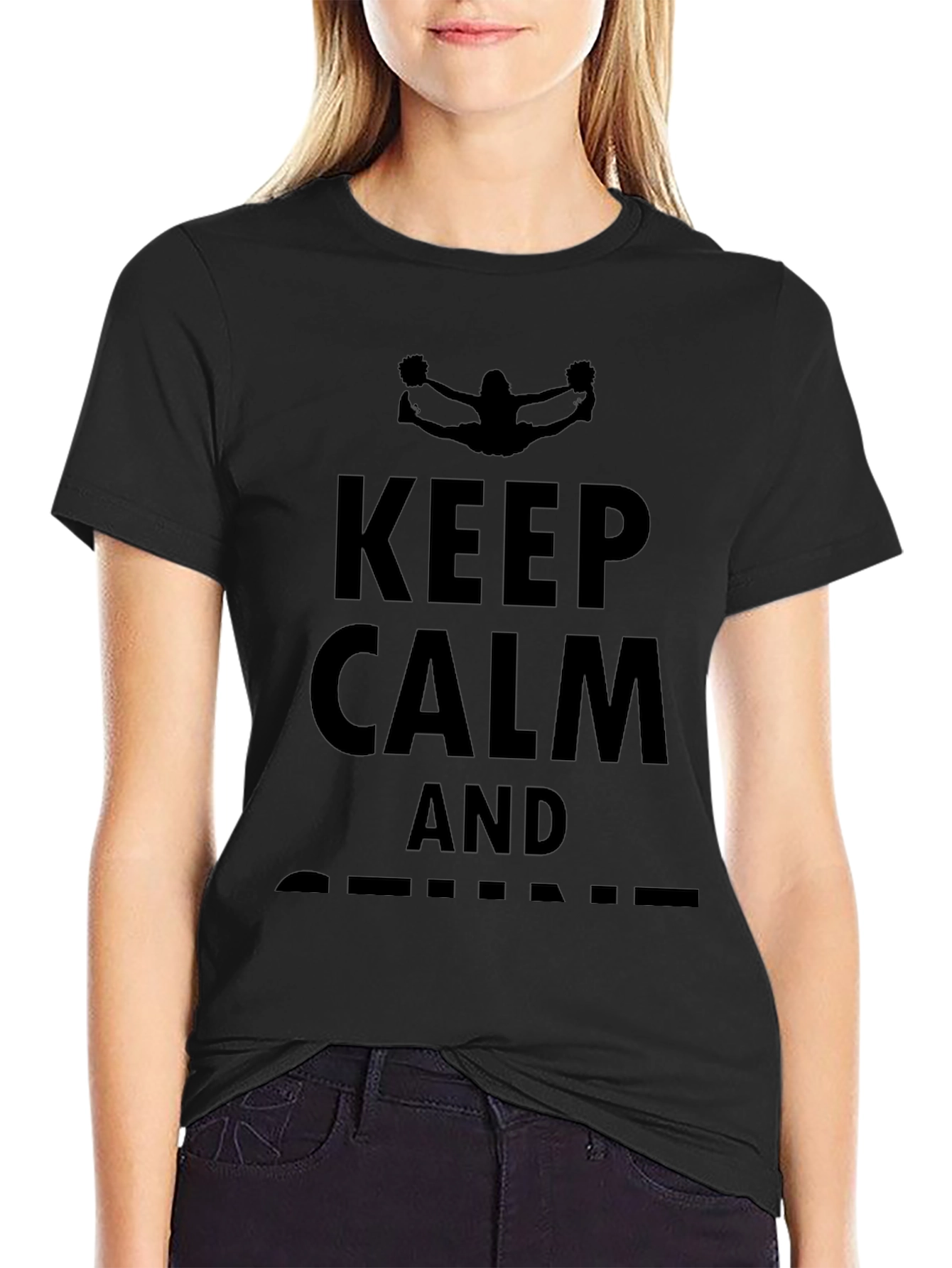 Keep Calm and Cheer On Black T-Shirt