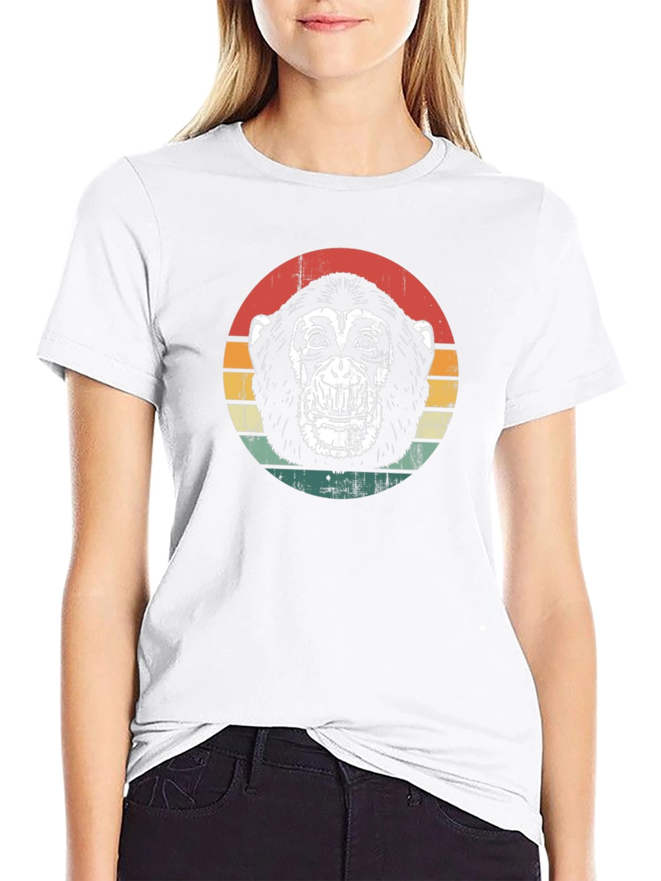 Retro Monkey Graphic Tee - Classic Black T-Shirt