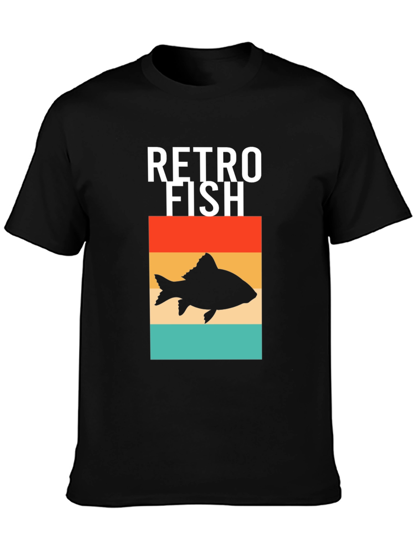 Retro Fish Graphic Tee - Stylish Mens Black T-Shirt