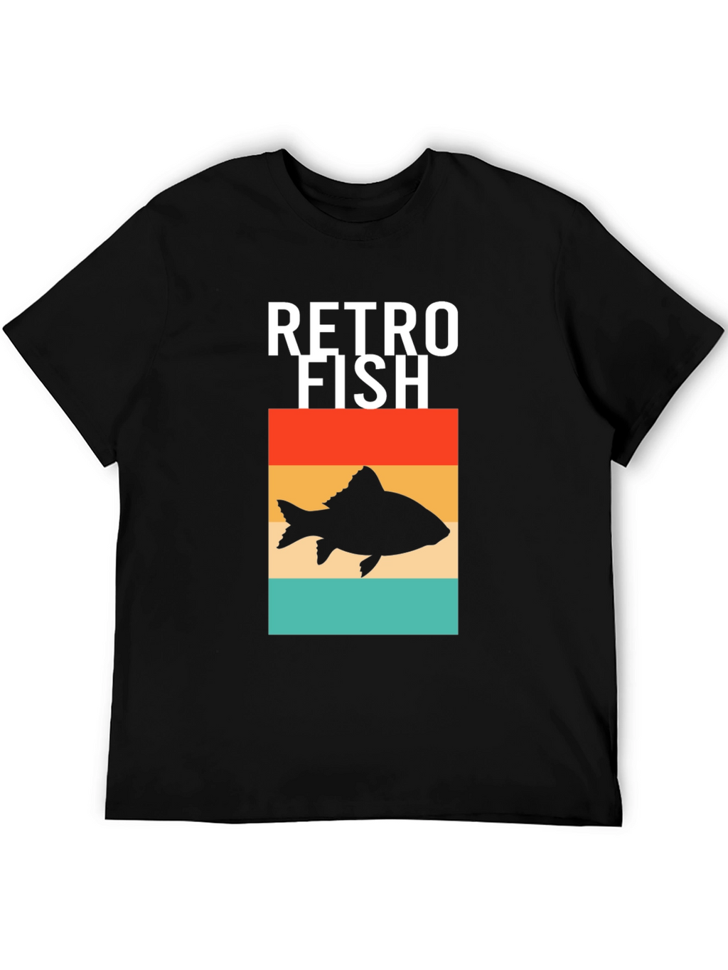 Retro Fish Graphic Tee - Stylish Mens Black T-Shirt