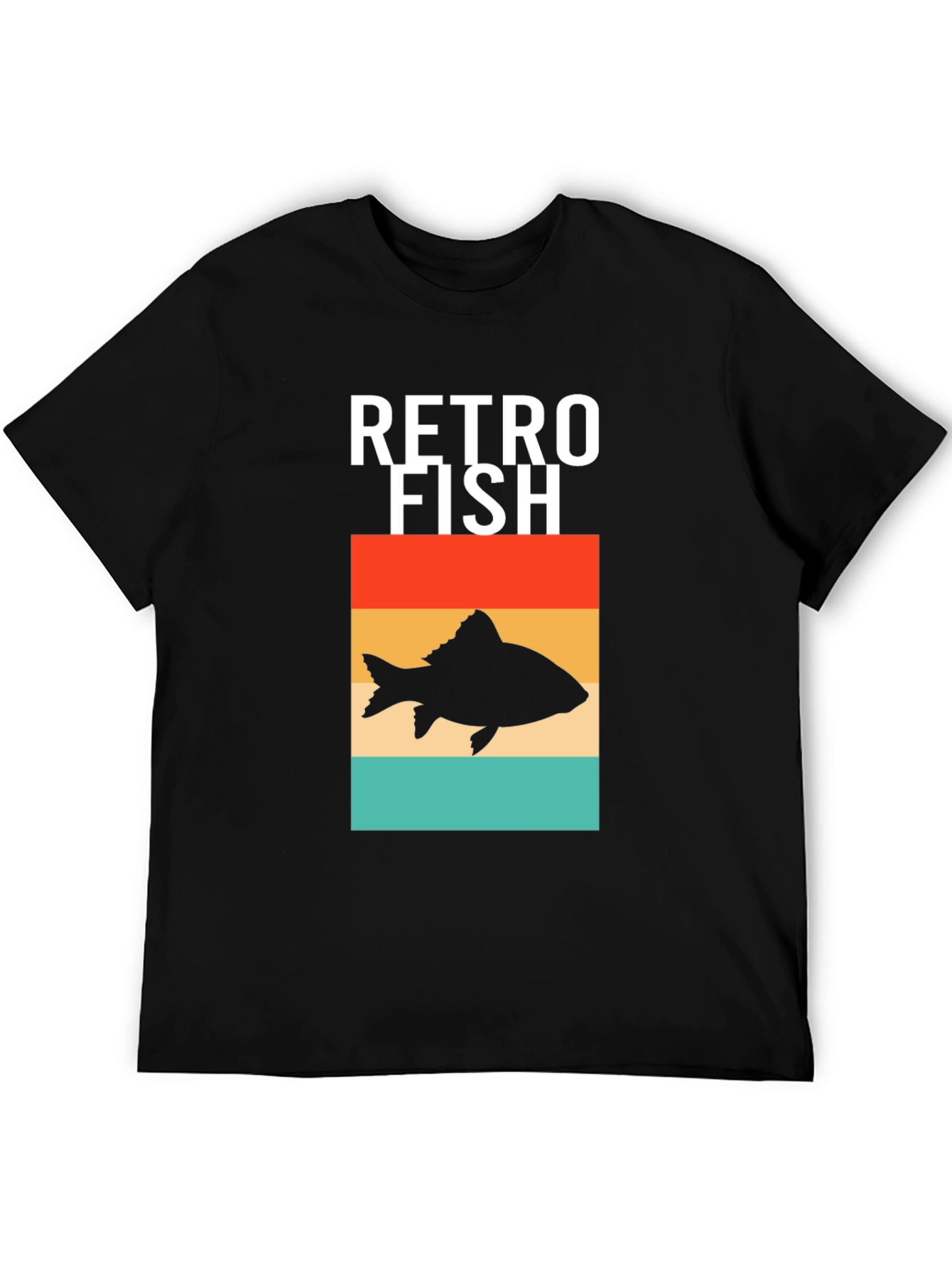 Retro Fish Graphic Tee - Stylish Mens Black T-Shirt