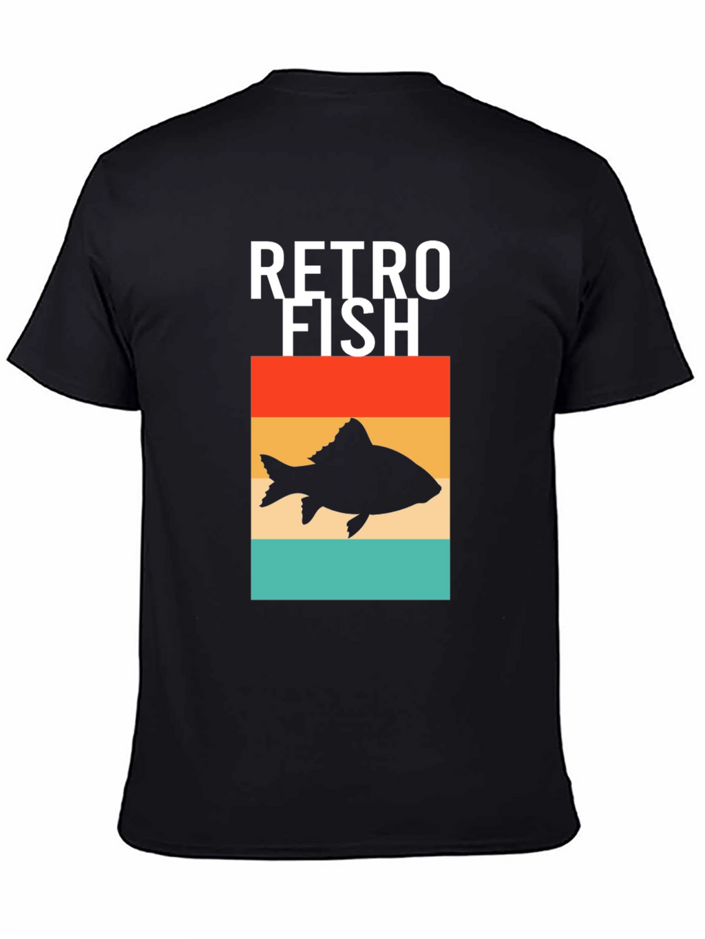 Retro Fish Graphic Tee - Stylish Mens Black T-Shirt
