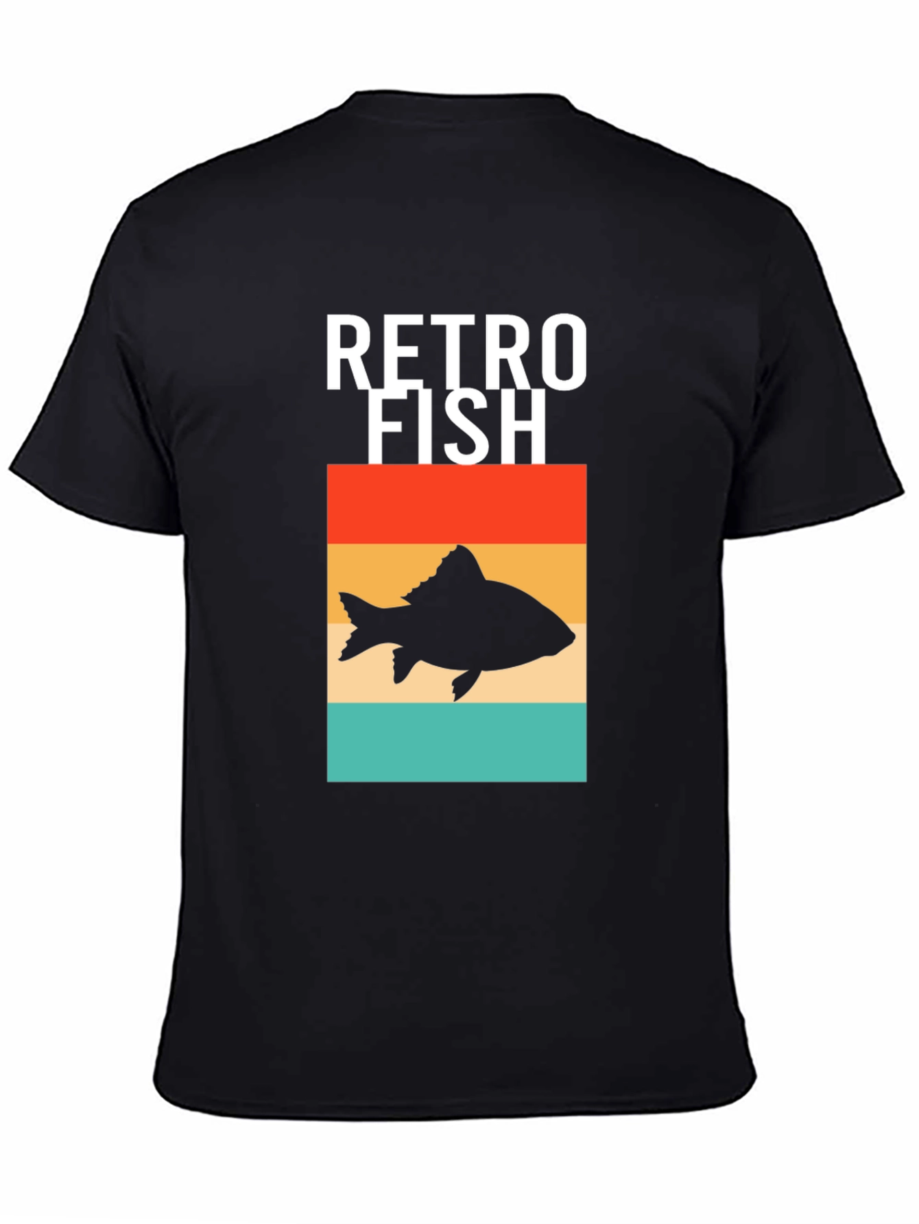 Retro Fish Graphic Tee - Stylish Mens Black T-Shirt