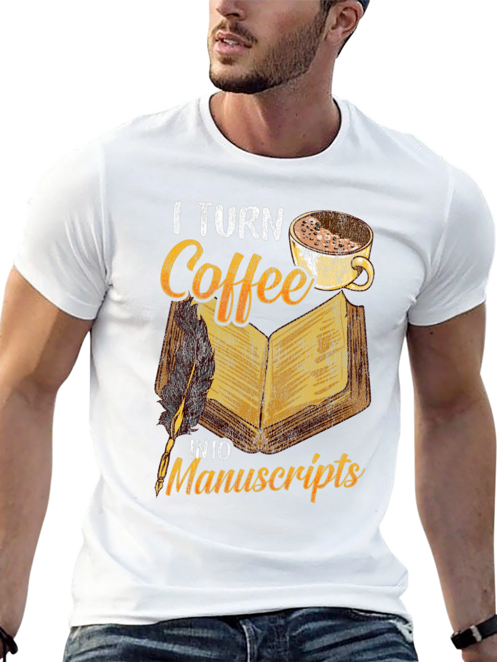 Coffee & Manuscripts Graphic Tee - Writers Essential