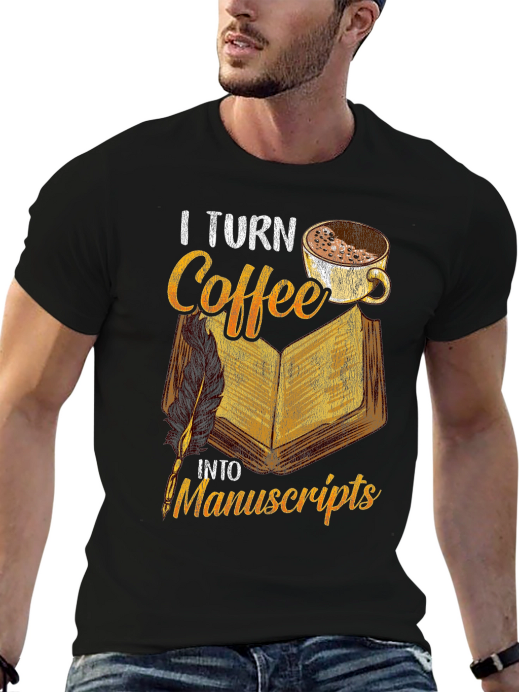 Coffee & Manuscripts Graphic Tee - Writers Essential