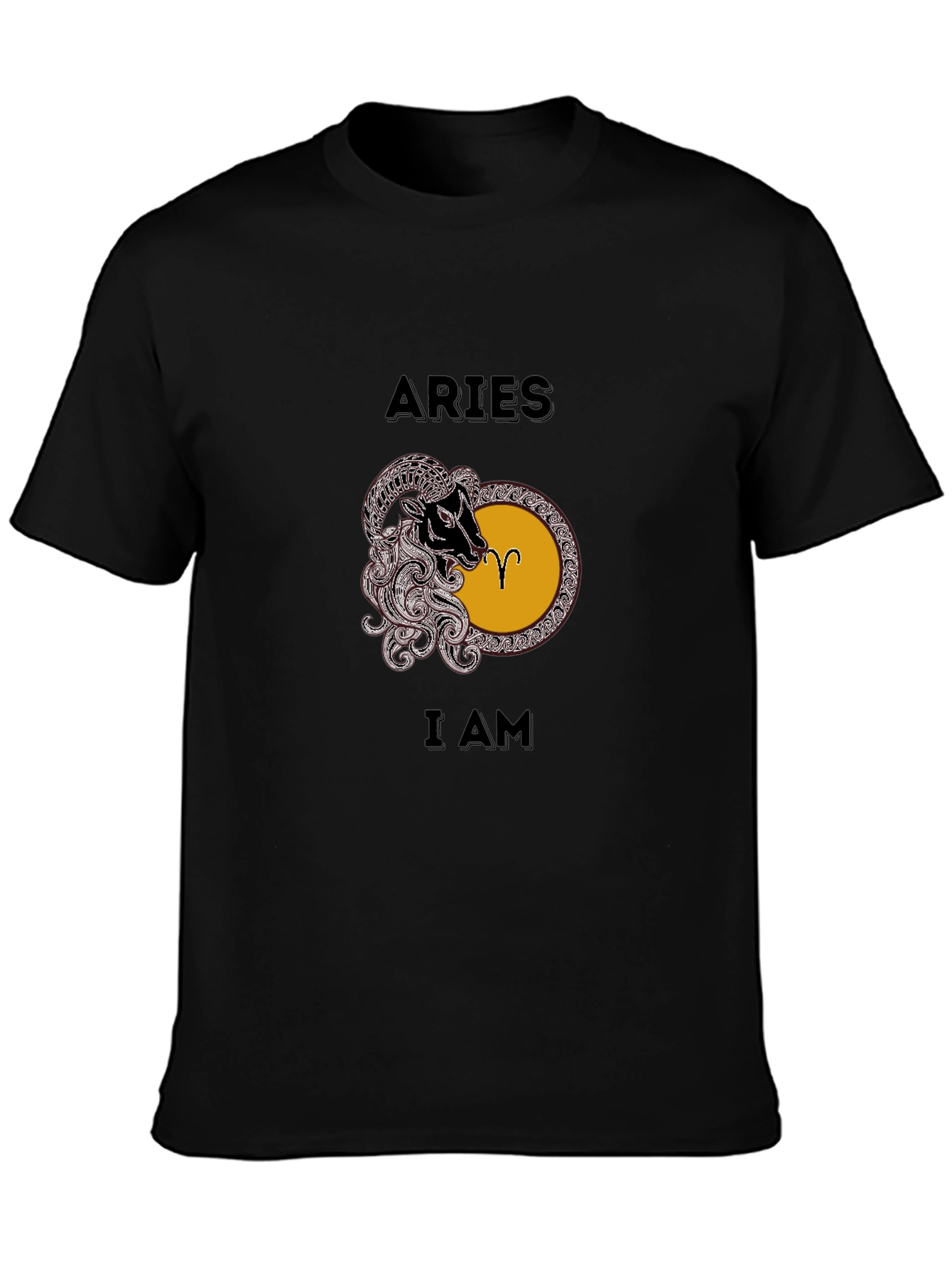 Aries Zodiac Sign Graphic Tee - Black Cotton Comfort