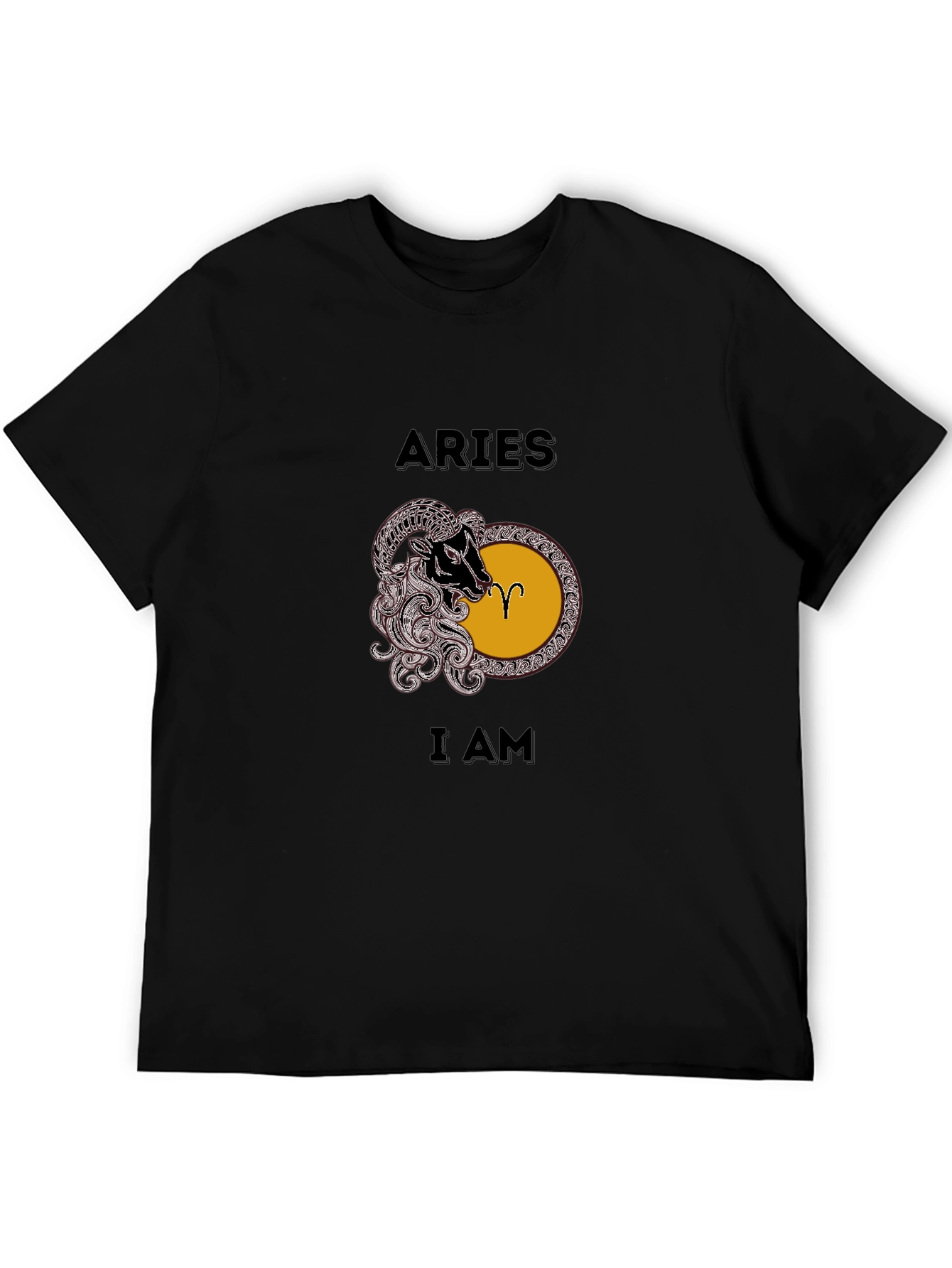 Aries Zodiac Sign Graphic Tee - Black Cotton Comfort