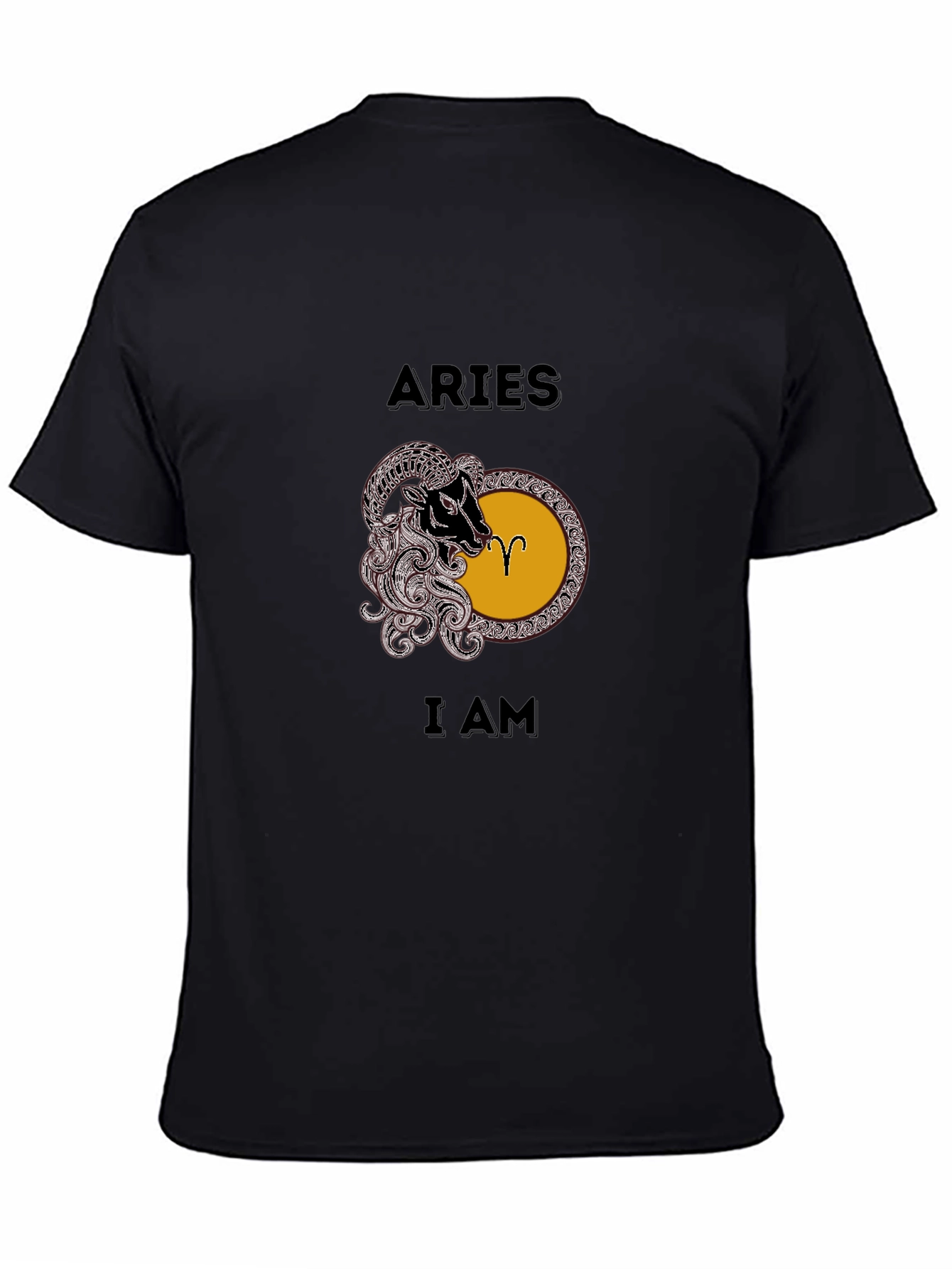 Aries Zodiac Sign Graphic Tee - Black Cotton Comfort