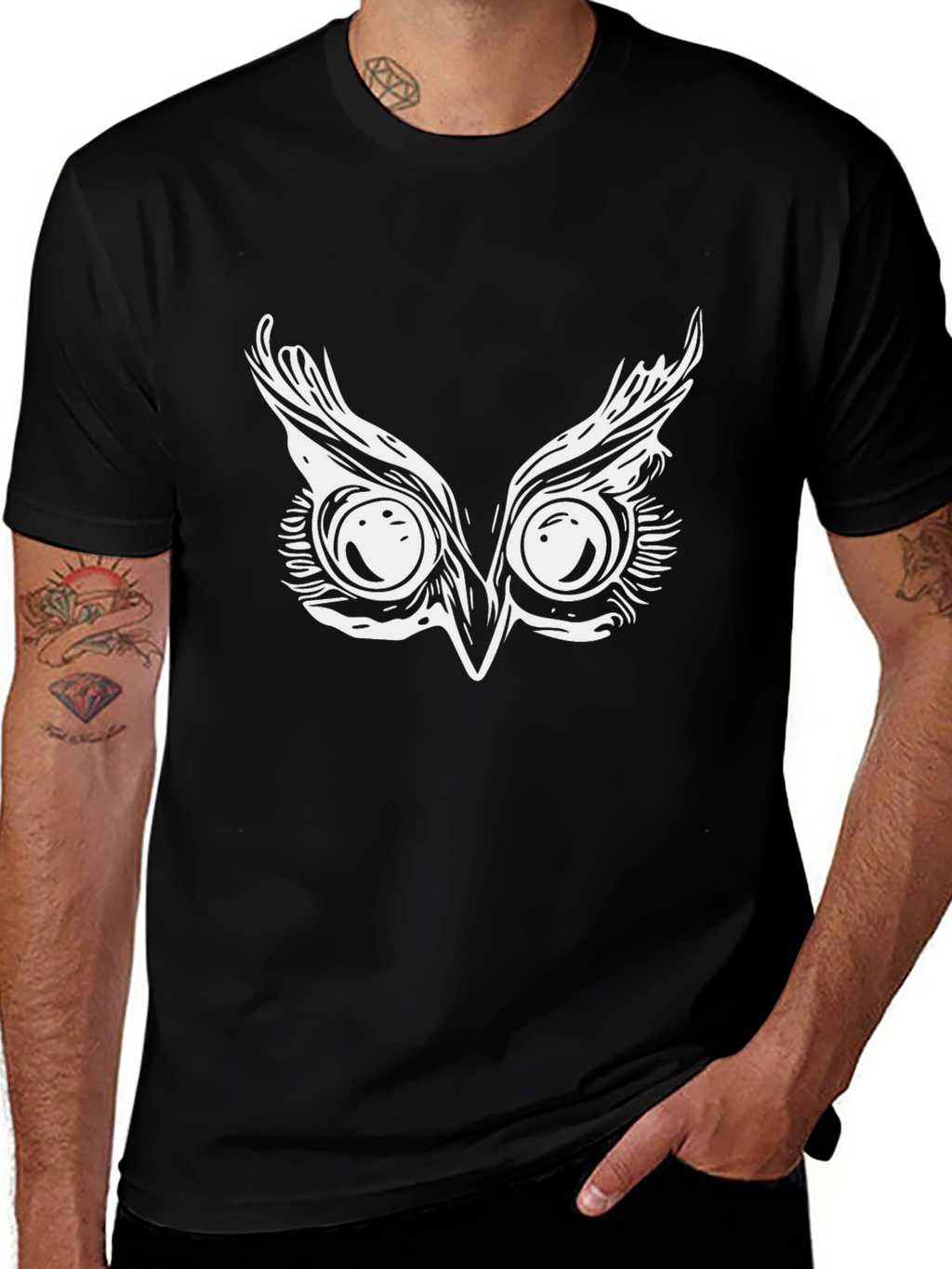 Owl Eyes Graphic Black Tee