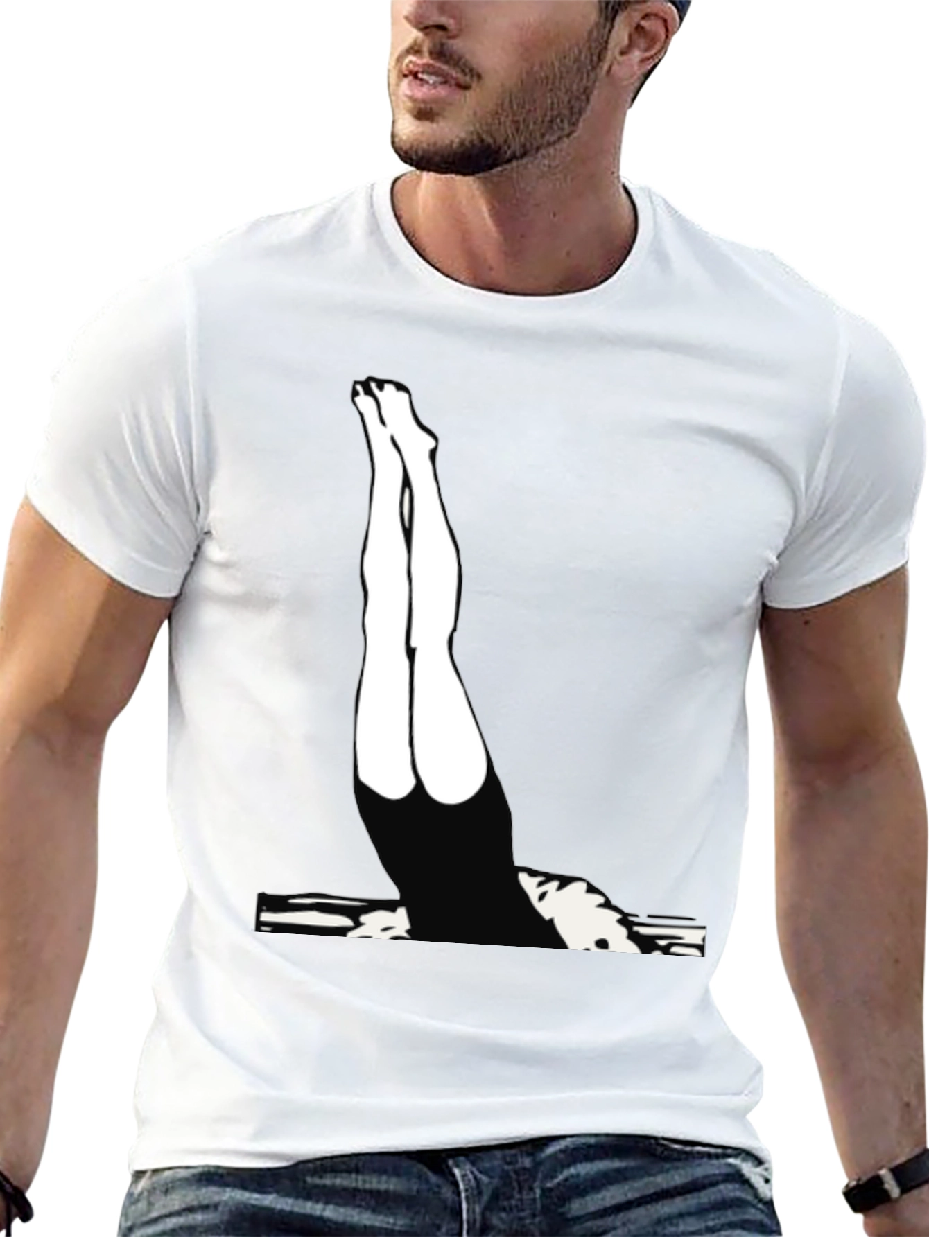 Diver Silhouette Graphic Tee - Black Cotton Blend