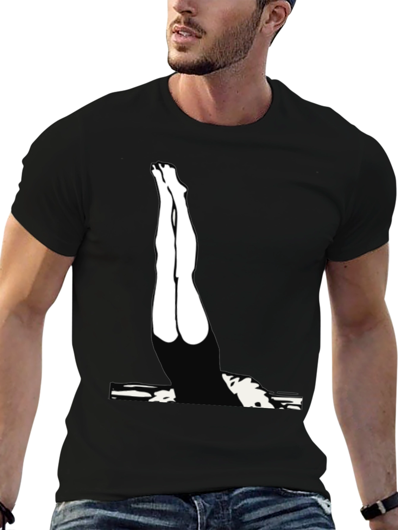 Diver Silhouette Graphic Tee - Black Cotton Blend