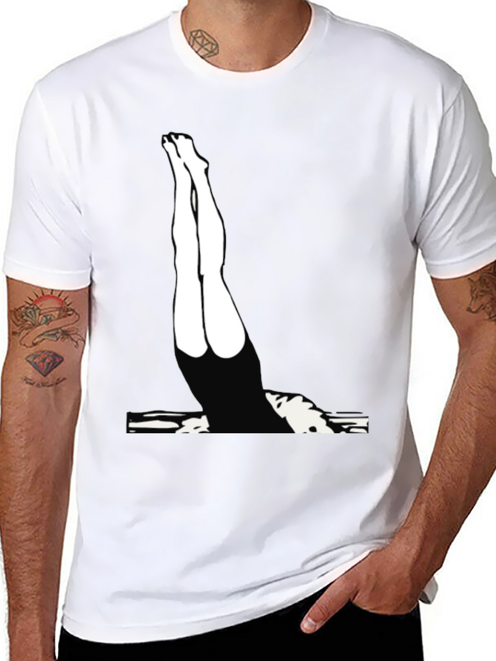 Diver Silhouette Graphic Tee - Black Cotton Blend