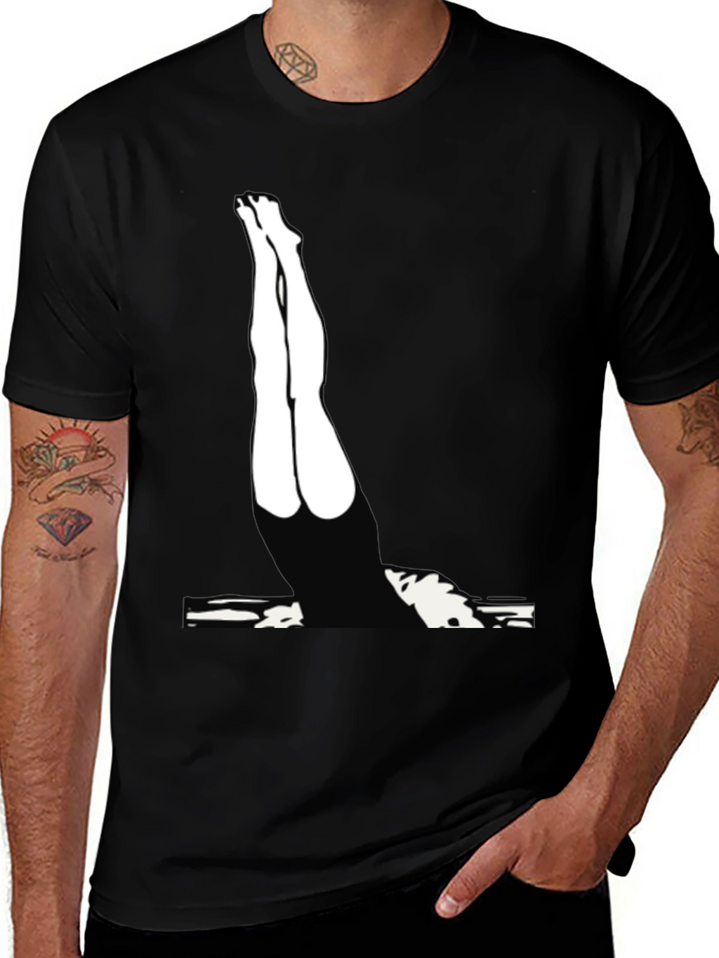 Diver Silhouette Graphic Tee - Black Cotton Blend