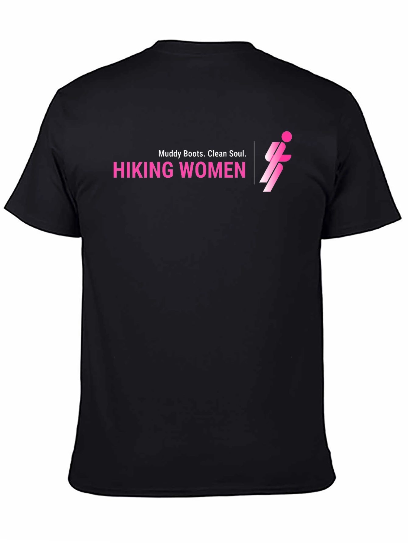 Hiking Women Black T-Shirt Muddy Boots Clean Soul