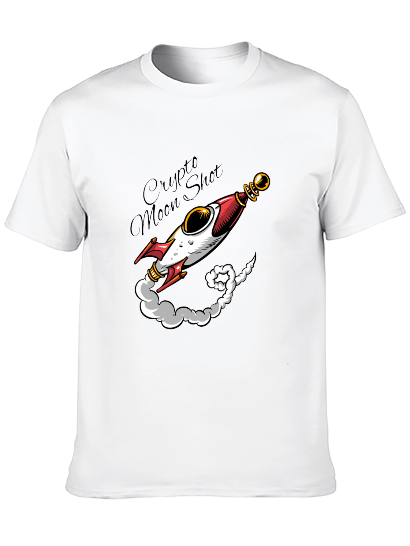 Crypto Moon Shot T-Shirt - Black Rocket Design