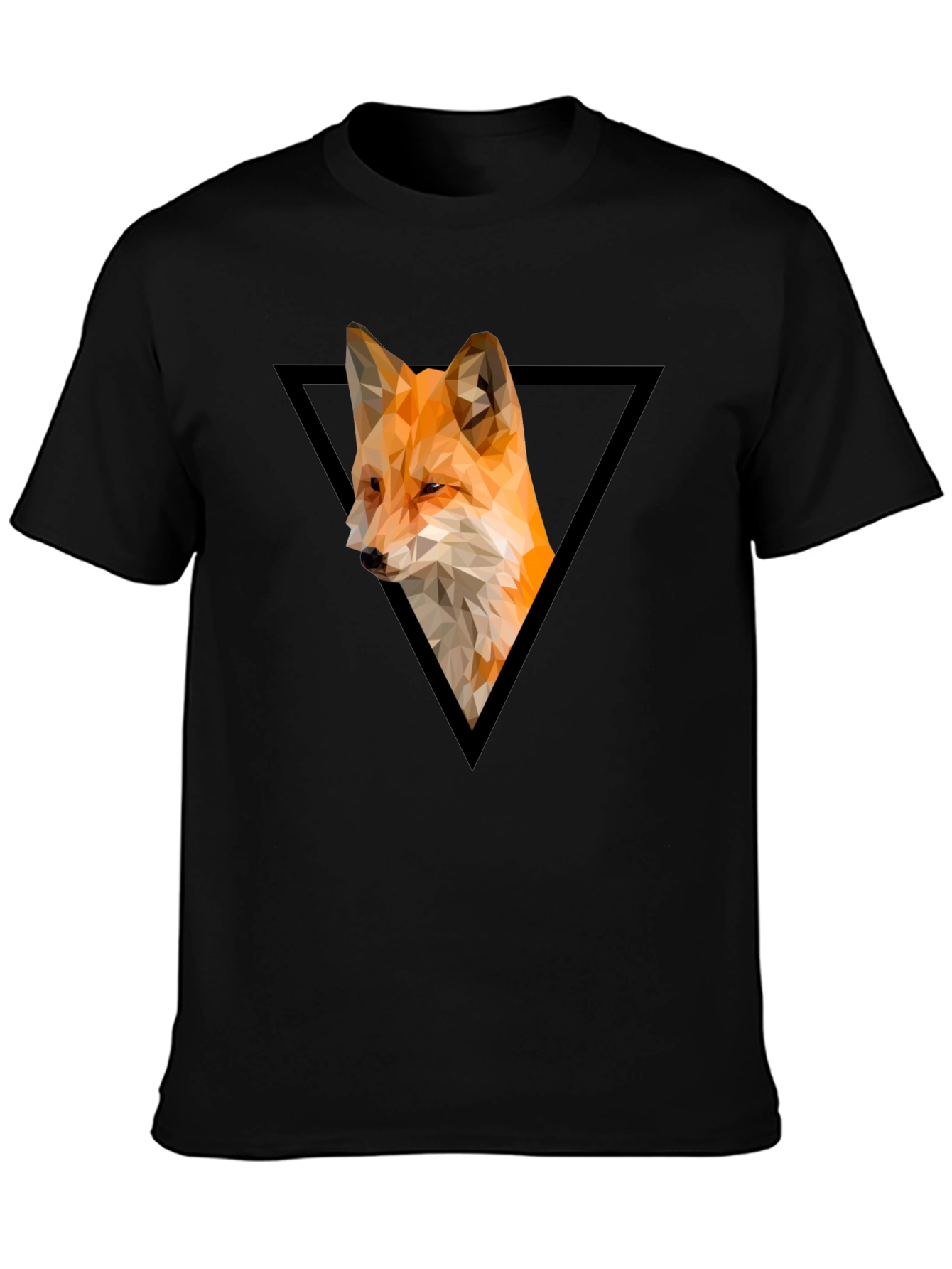 Geometric Fox Graphic Tee - Modern Triangle Design