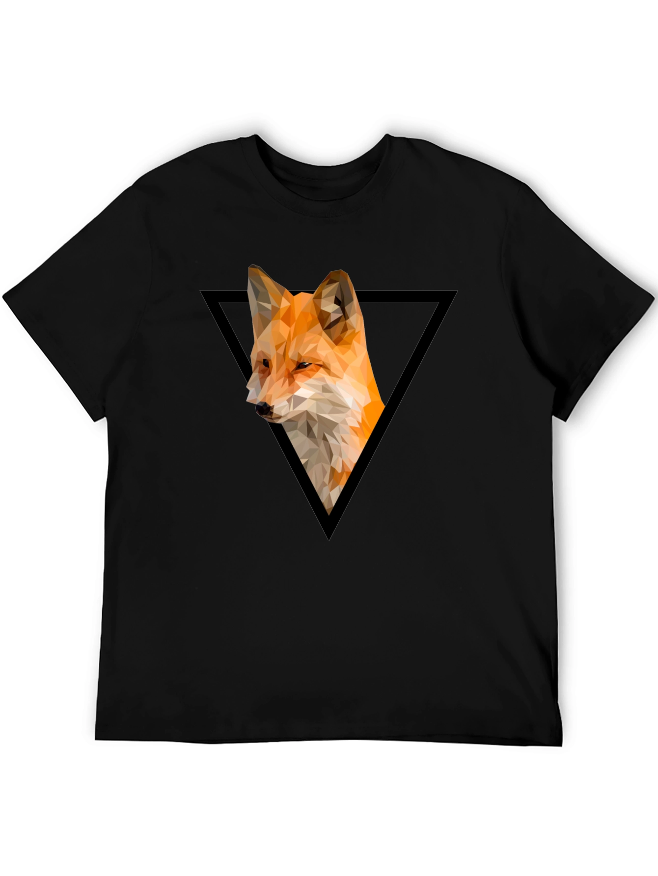 Geometric Fox Graphic Tee - Modern Triangle Design