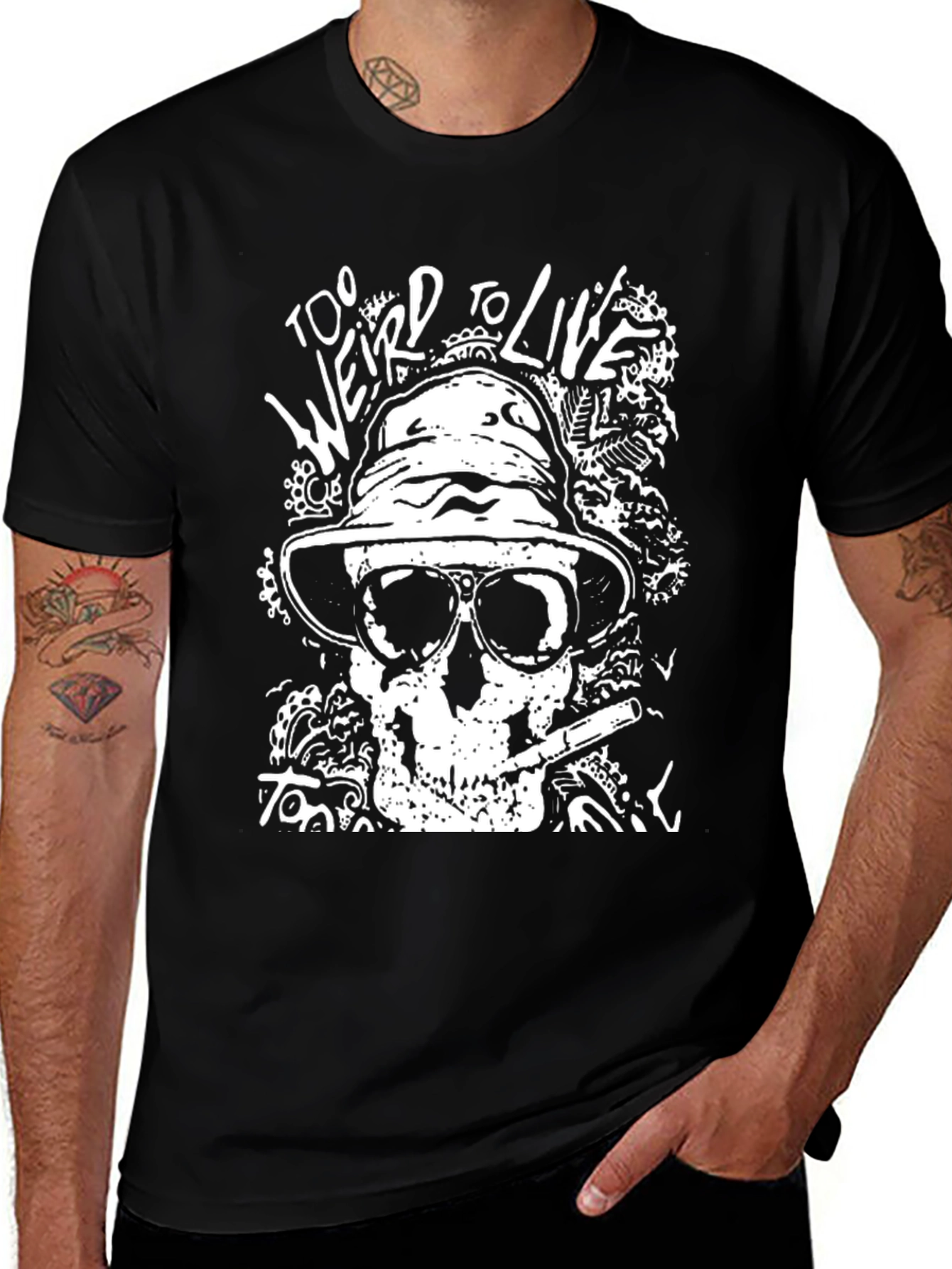 Too Weird to Live Skull Graphic Tee - Black