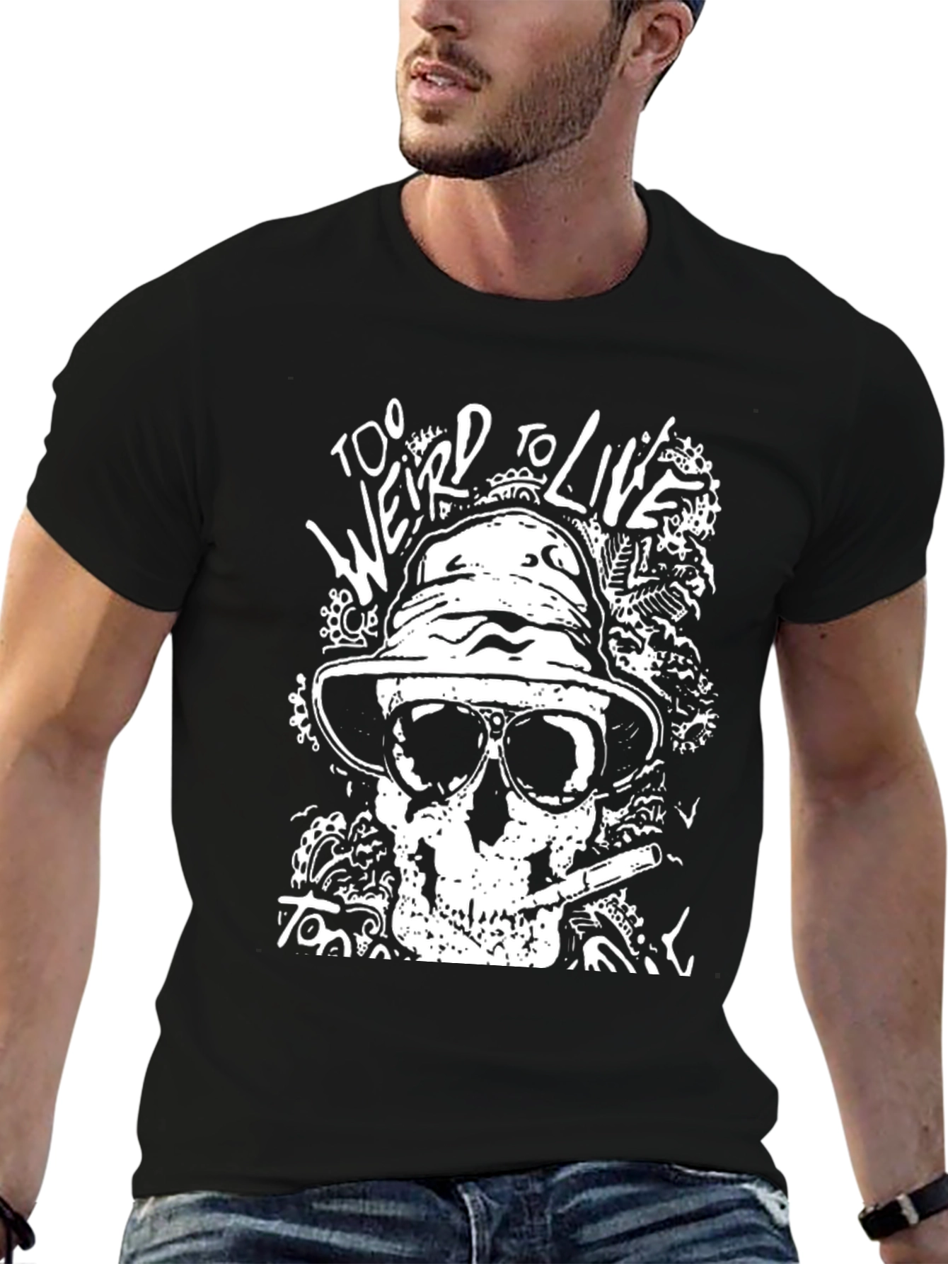 Too Weird to Live Skull Graphic Tee - Black