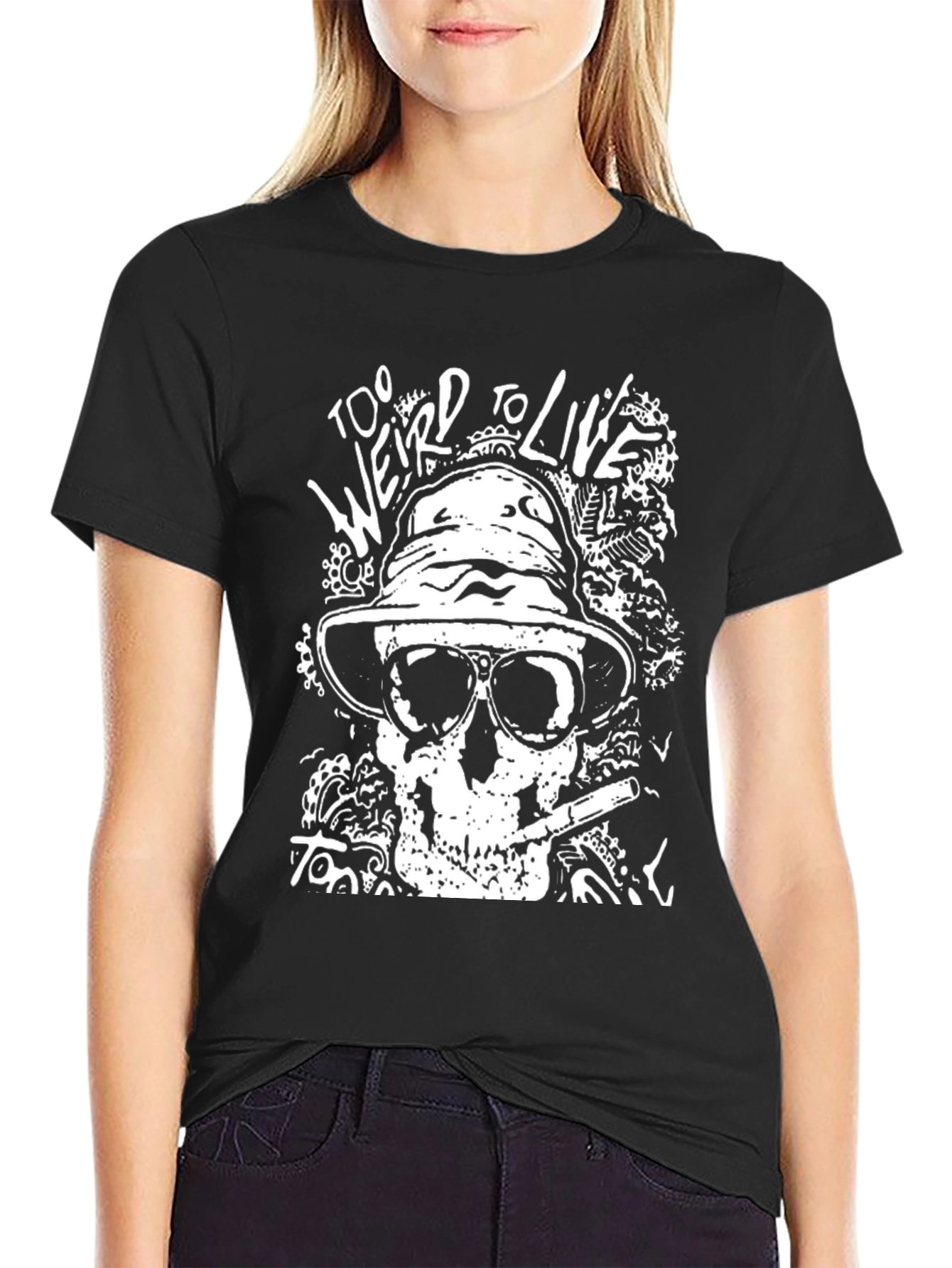 Too Weird to Live Skull Graphic Tee - Black