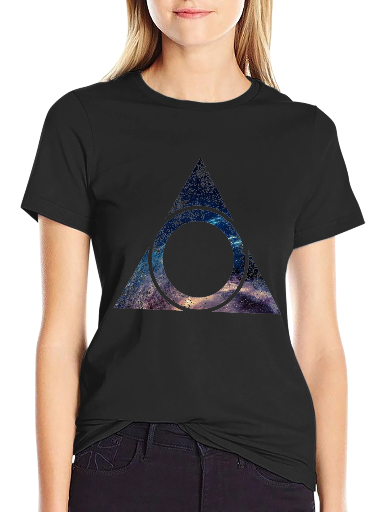 Galaxy Deathly Hallows T-Shirt - Black Cotton Blend