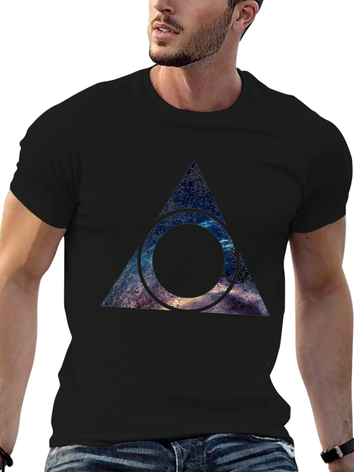 Galaxy Deathly Hallows T-Shirt - Black Cotton Blend