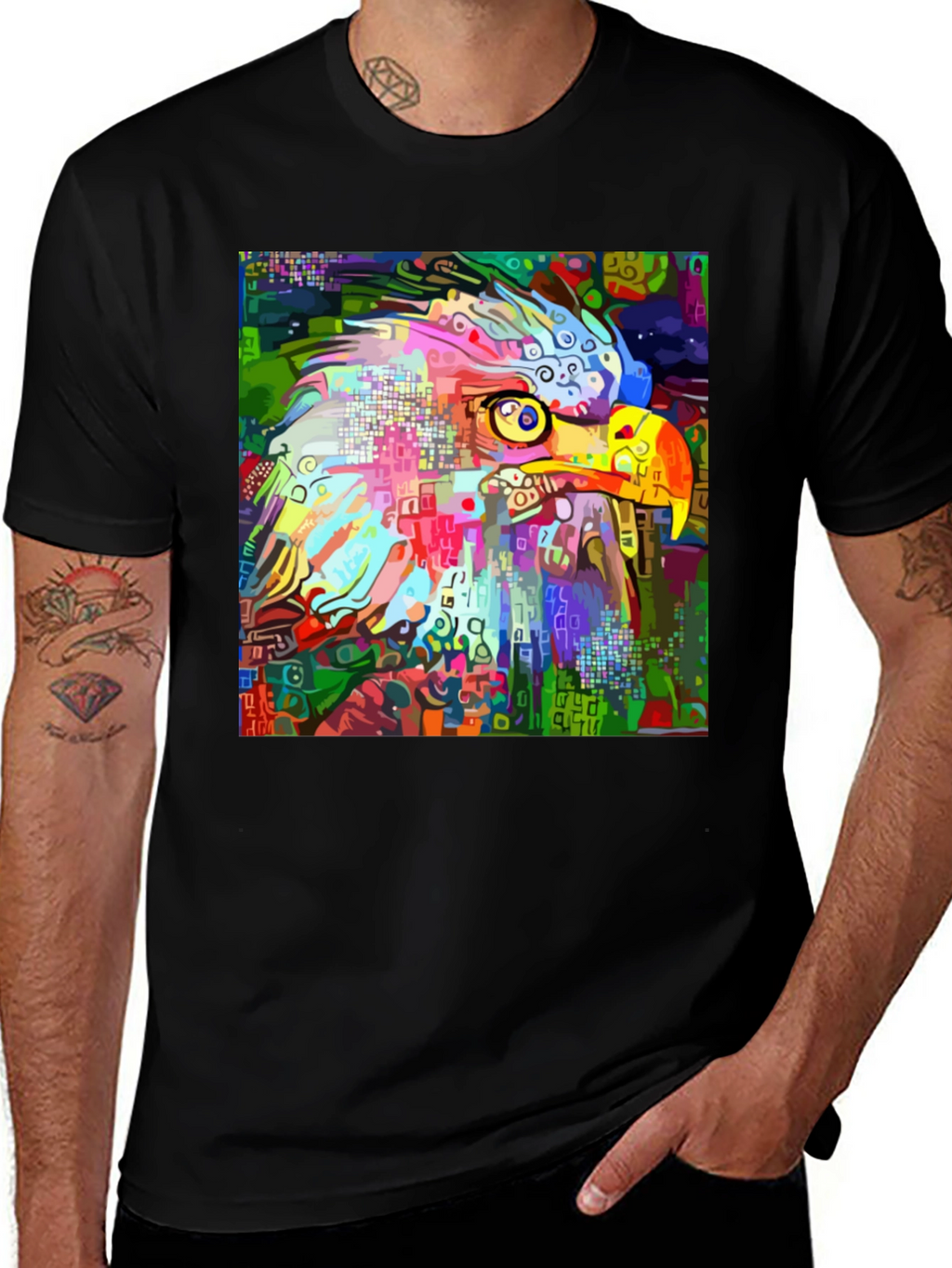 Abstract Eagle Graphic Black T-Shirt